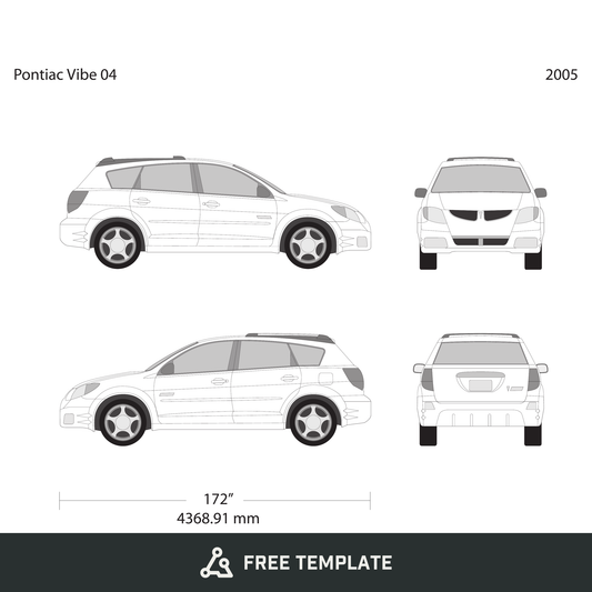 2005 Pontiac Vibe free vector vehicle wrap template - GravBase