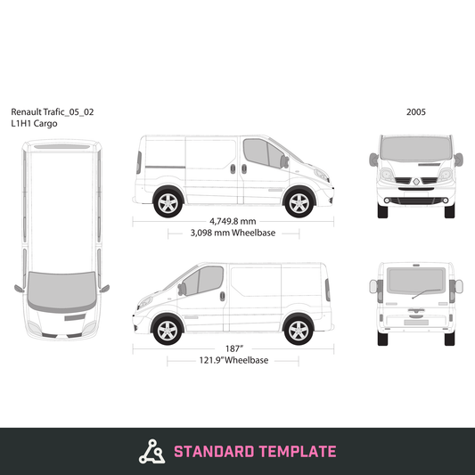 2005 Renault Trafic vector wrap template V02, Design-Ready PDF - GravBase