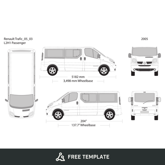 2005 Renault Trafic free vector vehicle wrap template - GravBase