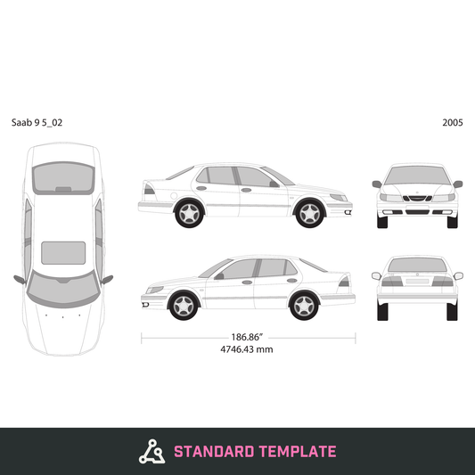 2005 Saab 9 5 vector wrap template, Design-Ready PDF - GravBase