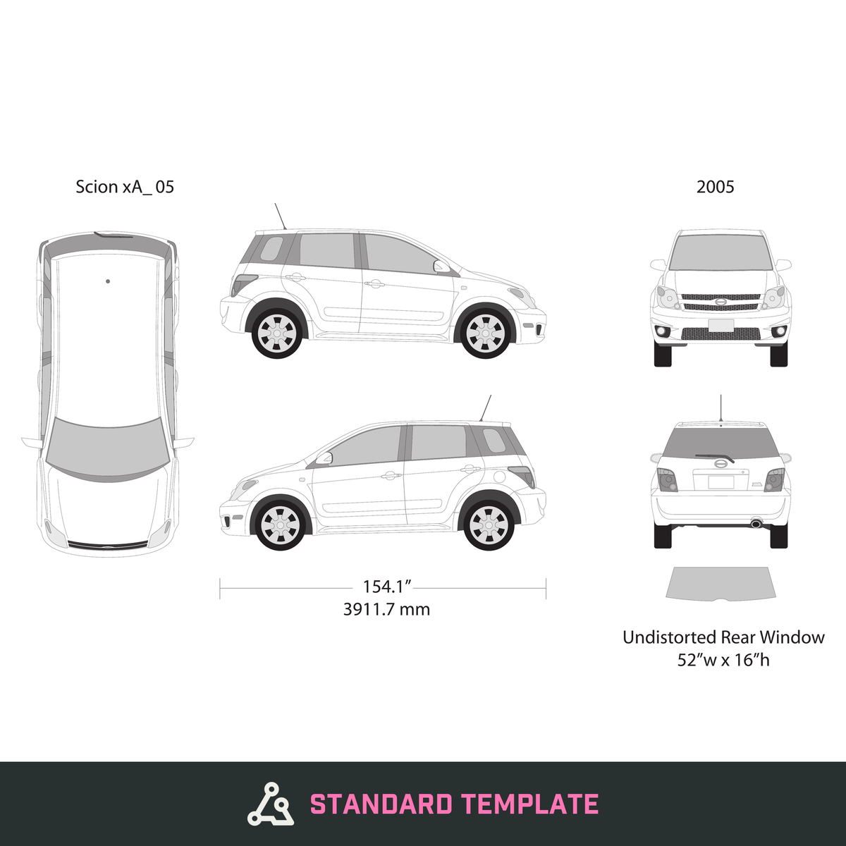2005 Scion Xa vector wrap template, Design-Ready PDF - GravBase