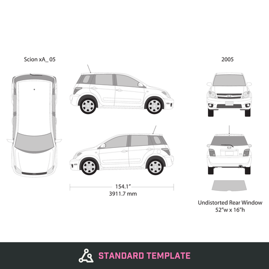 2005 Scion Xa vector wrap template, Design-Ready PDF - GravBase