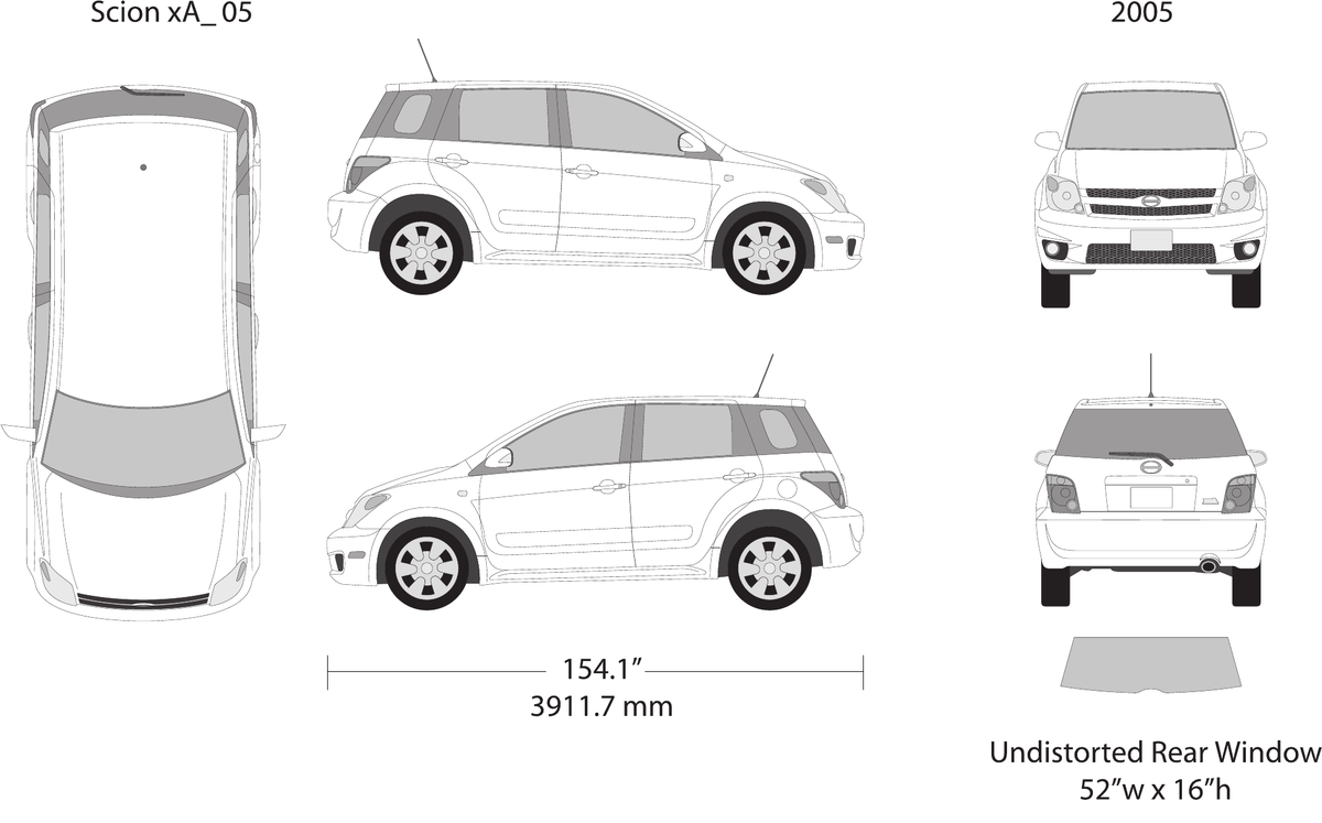 2005 Scion Xa vector wrap template, Design-Ready PDF - GravBase