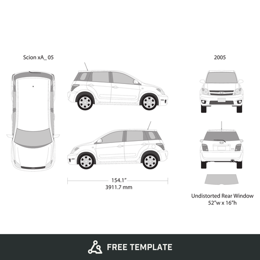2005 Scion Xa free vector vehicle wrap template - GravBase