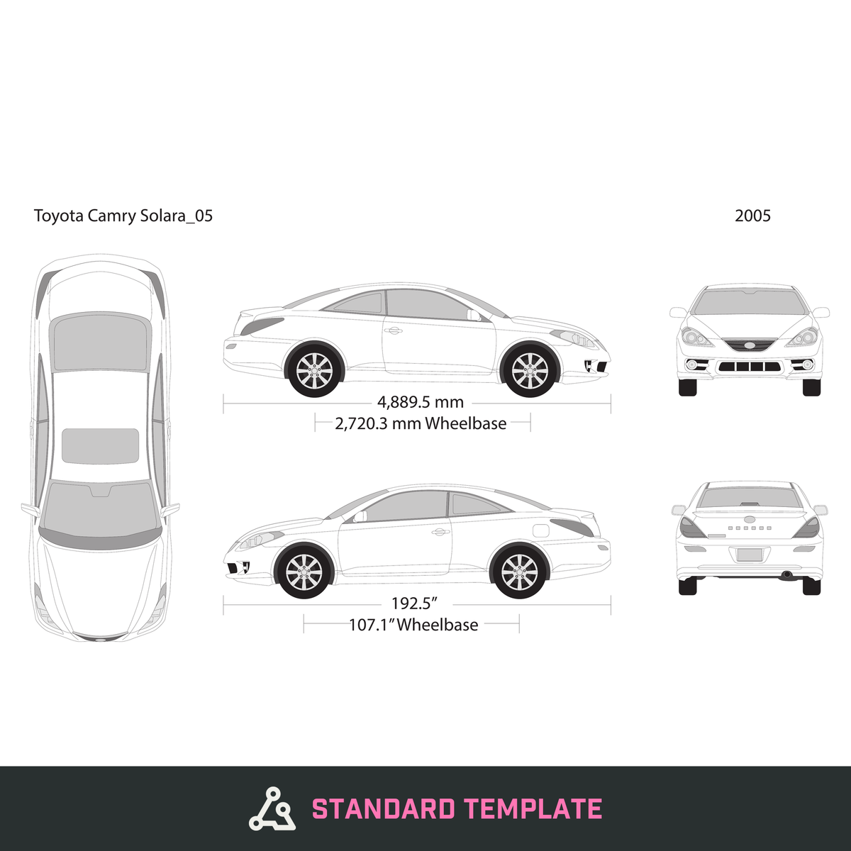 2005 Toyota Camry Solara vector wrap template, Design-Ready PDF - GravBase