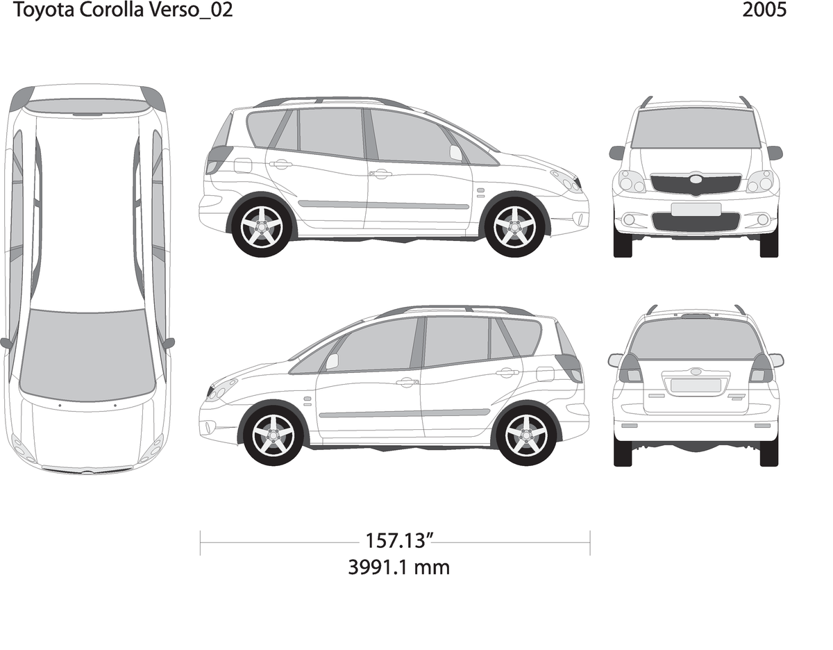 2005 Toyota Corolla Verso V02 Vehicle Wrap Template