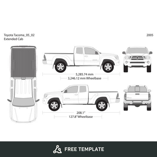 2005 Toyota Tacoma free vector vehicle wrap template - GravBase