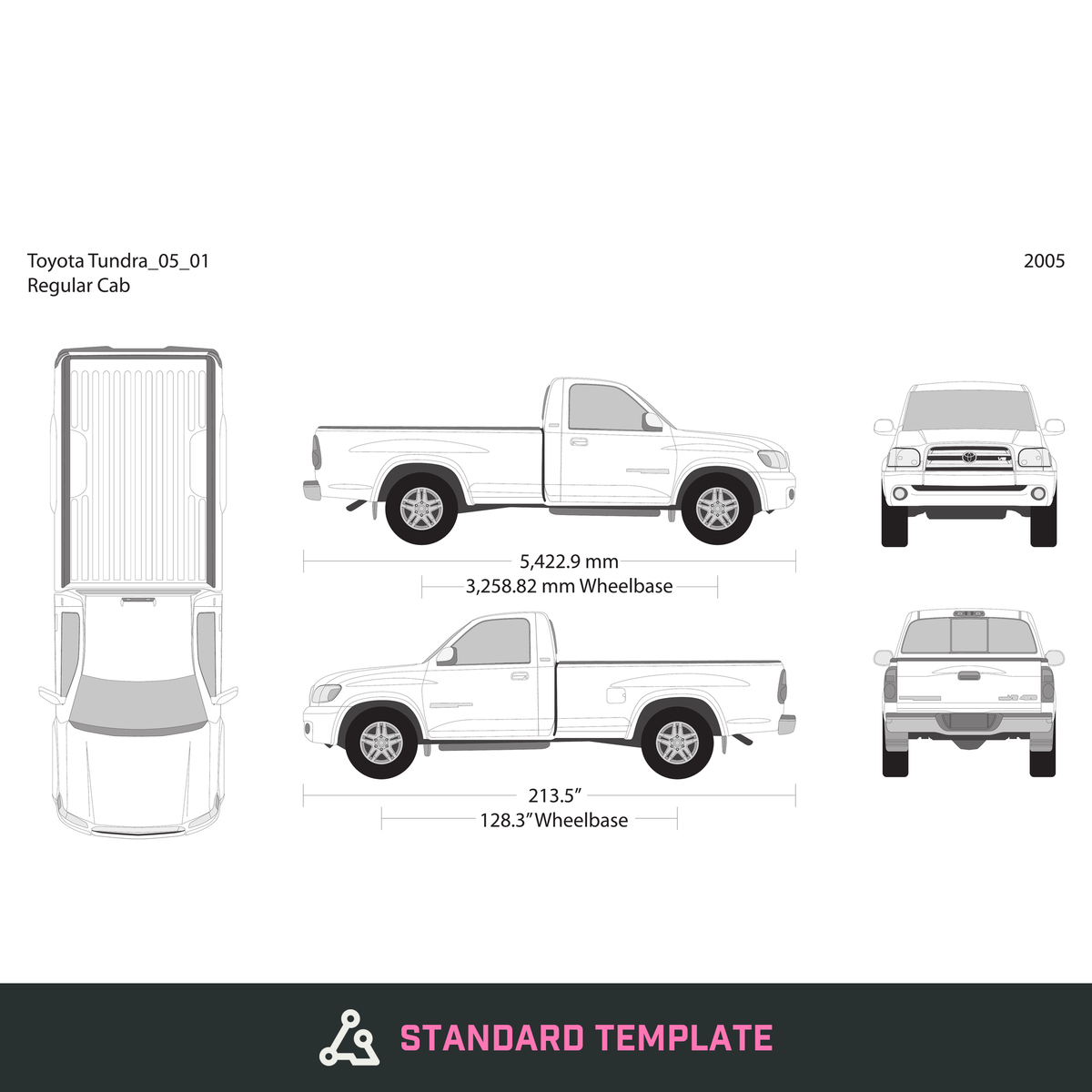 2005 Toyota Tundra vector wrap template V01, Design-Ready PDF - GravBase