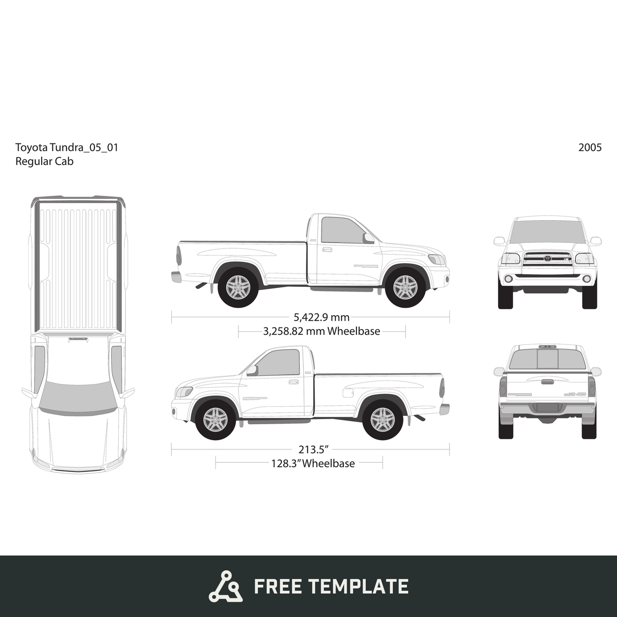 2005 Toyota Tundra free vector vehicle wrap template - GravBase