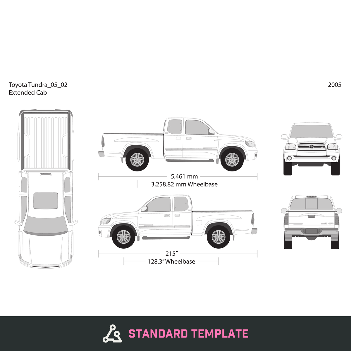 2005 Toyota Tundra vector wrap template V02, Design-Ready PDF - GravBase