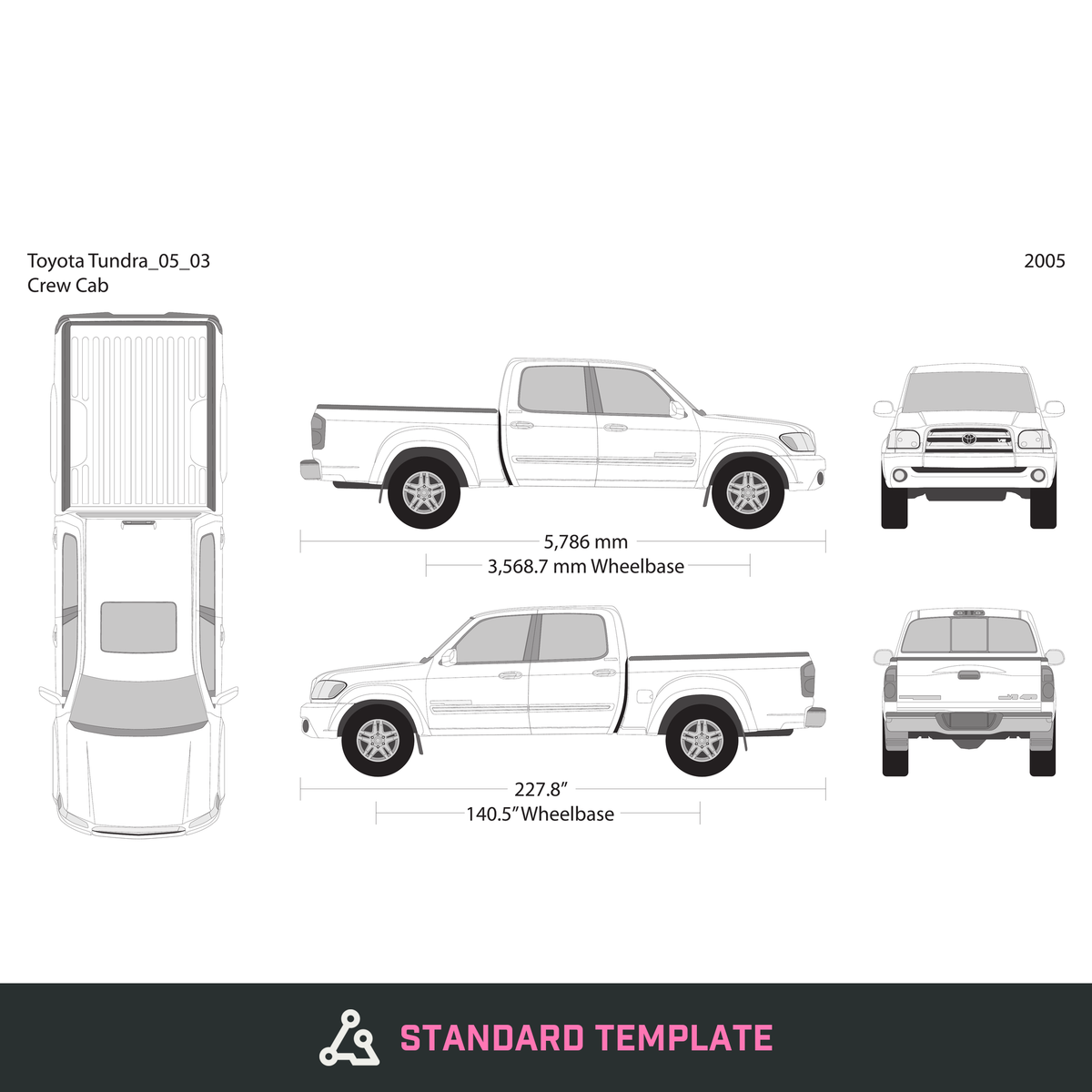 2005 Toyota Tundra vector wrap template V03, Design-Ready PDF - GravBase