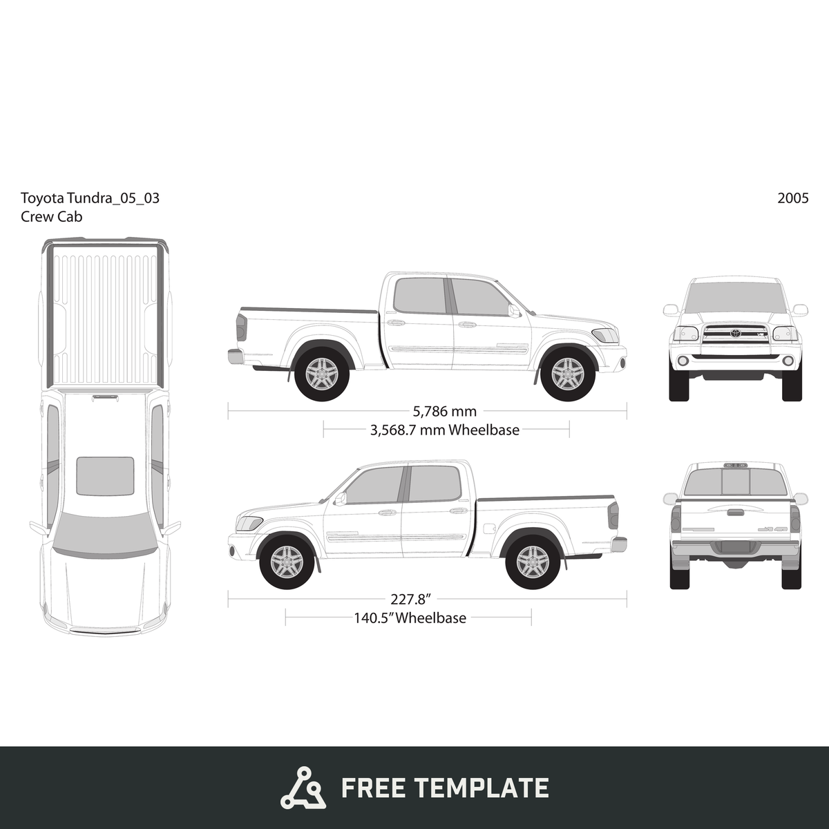2005 Toyota Tundra free vector vehicle wrap template - GravBase