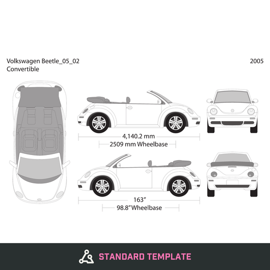 2005 Volkswagen Beetle vector wrap template V02, Design-Ready PDF - GravBase