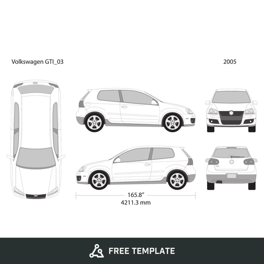 2005 Volkswagen GTI free vector vehicle wrap template - GravBase