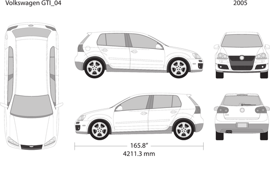 2005 Volkswagen GTI vector wrap template V04, Design-Ready PDF - GravBase