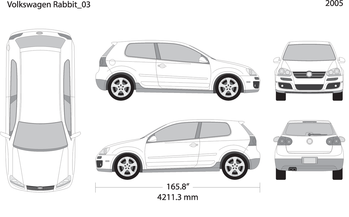 2005 Volkswagen Rabbit V03 Vehicle Wrap Template