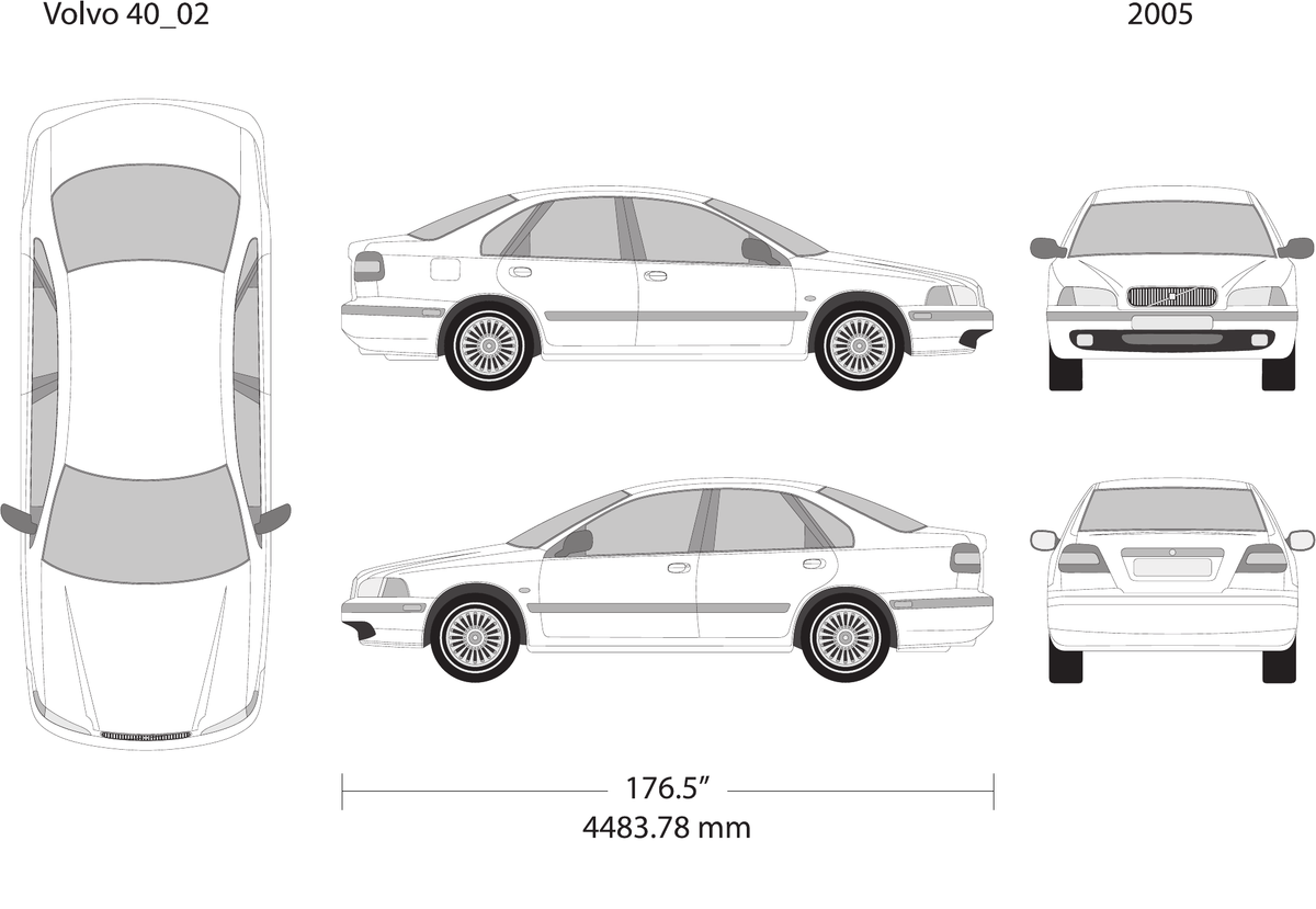 2005 Volvo 40 vector wrap template V02, Design-Ready PDF - GravBase