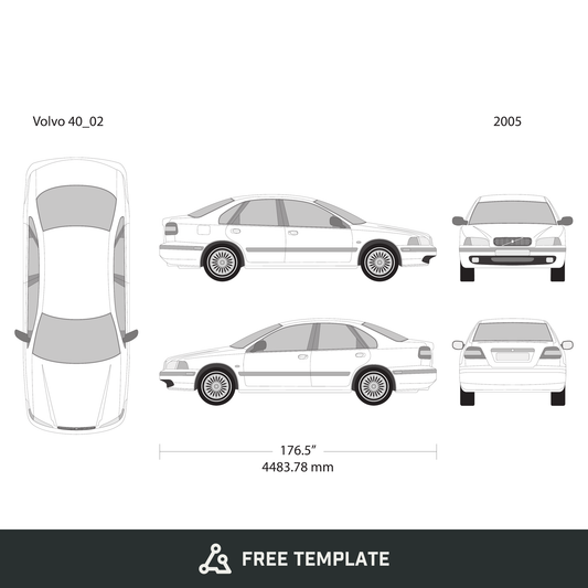 2005 Volvo 40 free vector vehicle wrap template - GravBase
