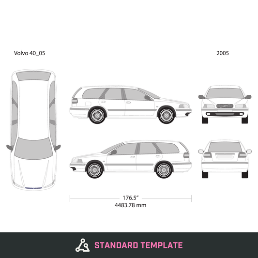 2005 Volvo 40 vector wrap template V05, Design-Ready PDF - GravBase