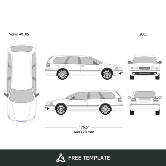 2005 Volvo 40 free vector vehicle wrap template - GravBase