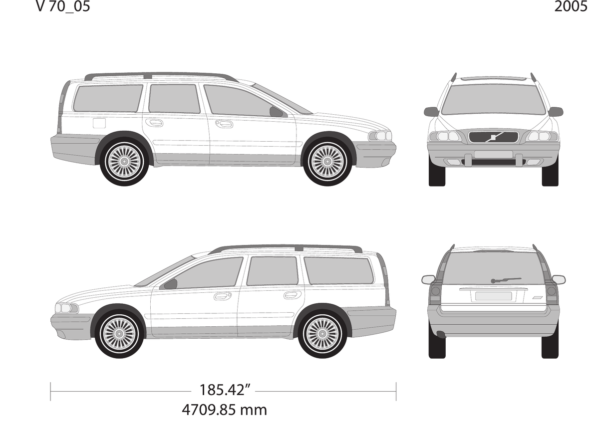 2005 Volvo 70 vector wrap template V05, Design-Ready PDF - GravBase
