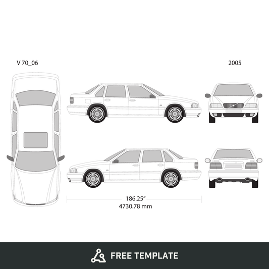 2005 Volvo 70 free vector vehicle wrap template - GravBase