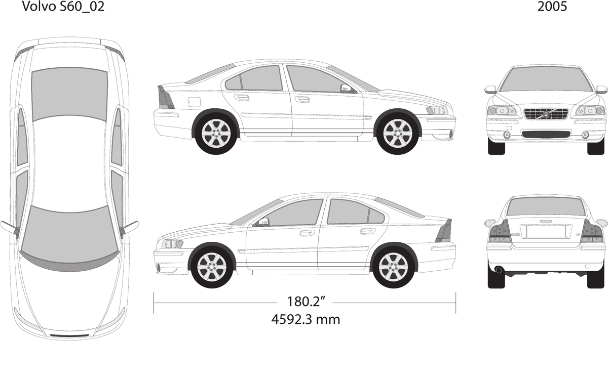 2005 Volvo S60 vector wrap template, Design-Ready PDF - GravBase