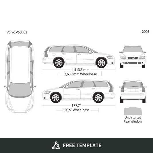 2005 Volvo V50 free vector vehicle wrap template - GravBase