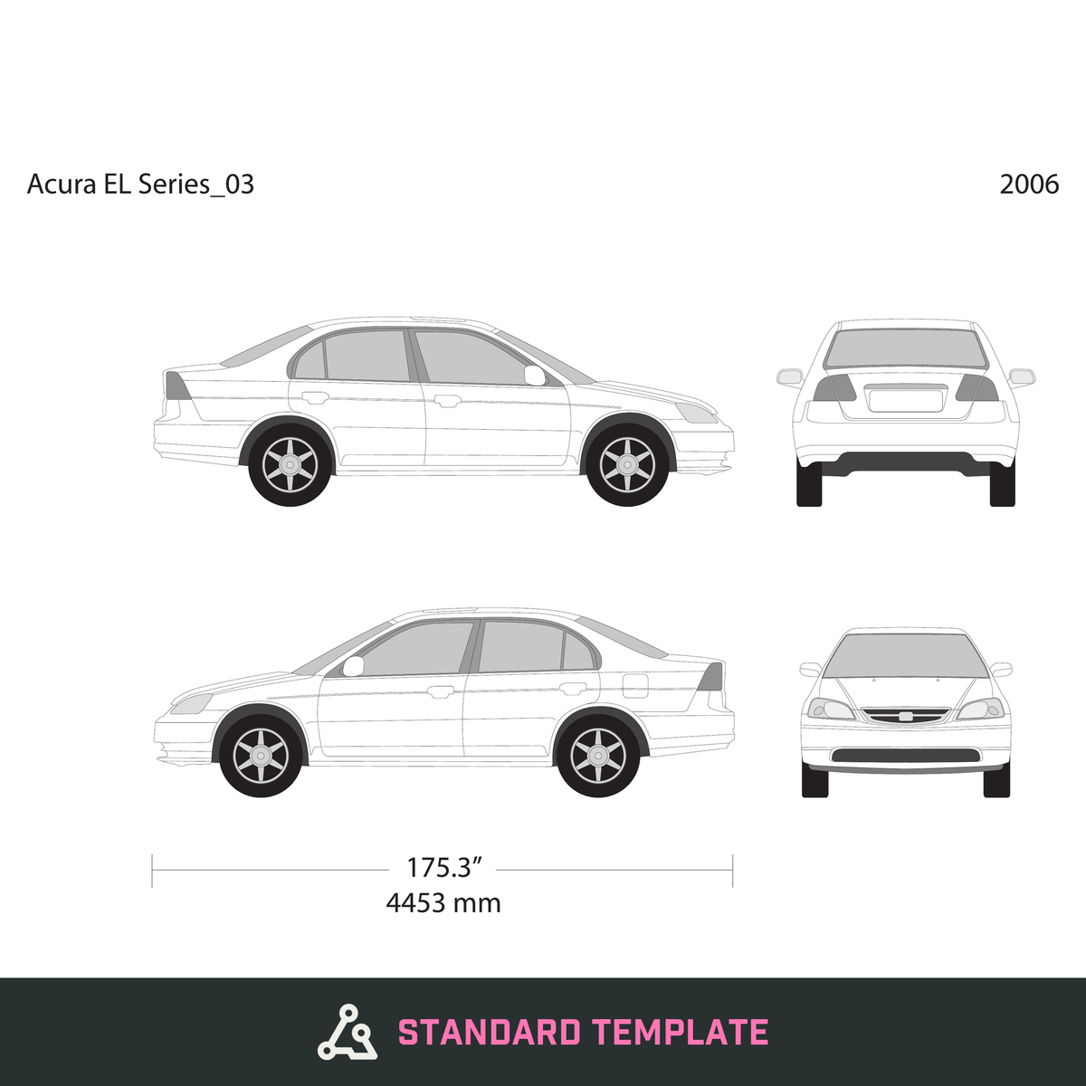 2006 Acura EL vector wrap template, Design-Ready PDF - GravBase