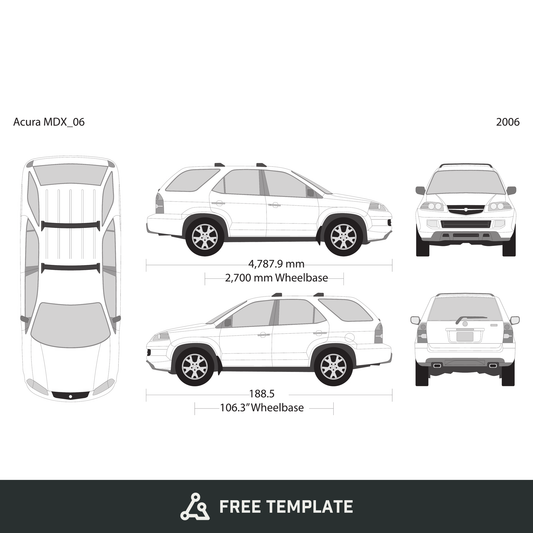 2006 Acura MDX free vector vehicle wrap template - GravBase