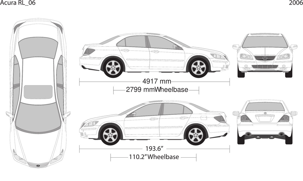 2006 Acura RL vector wrap template, Design-Ready PDF - GravBase