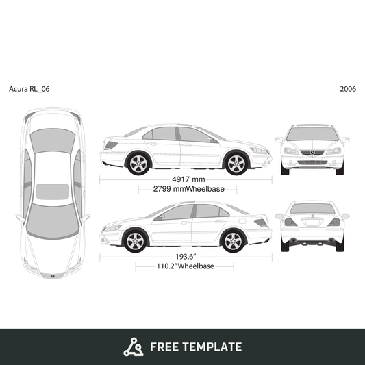 2006 Acura RL free vector vehicle wrap template - GravBase