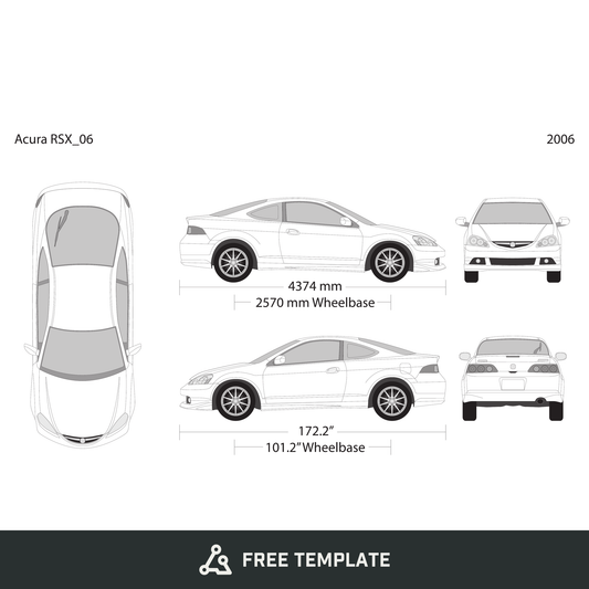 2006 Acura RSX free vector vehicle wrap template - GravBase