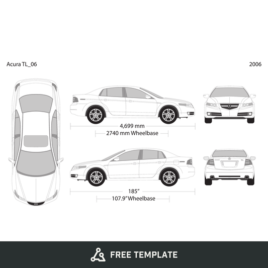 2006 Acura TL free vector vehicle wrap template - GravBase
