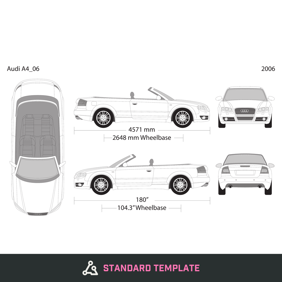 2006 Audi A4 vector wrap template, Design-Ready PDF - GravBase