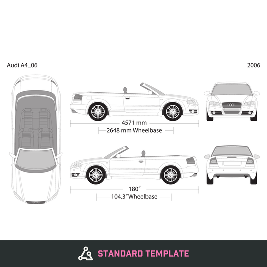 2006 Audi A4 vector wrap template, Design-Ready PDF - GravBase