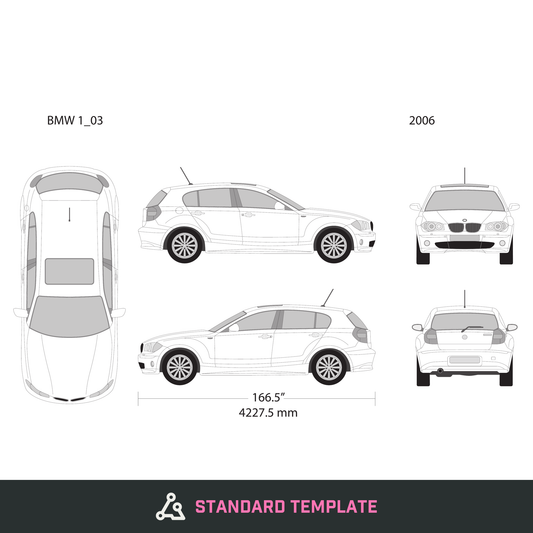 2006 BMW 1 vector wrap template, Design-Ready PDF - GravBase