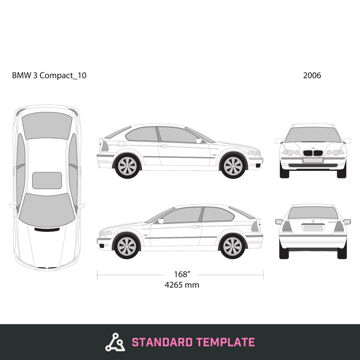 2006 BMW 3 vector wrap template V10, Design-Ready PDF - GravBase