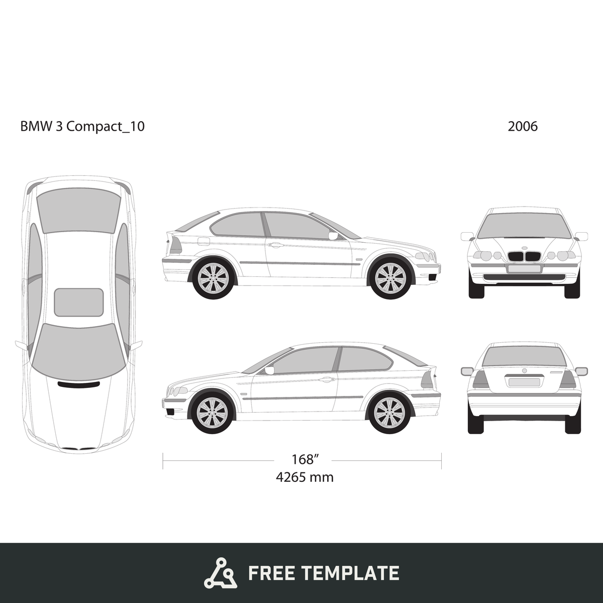 2006 BMW 3 free vector vehicle wrap template - GravBase