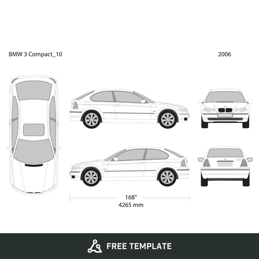 2006 BMW 3 free vector vehicle wrap template - GravBase