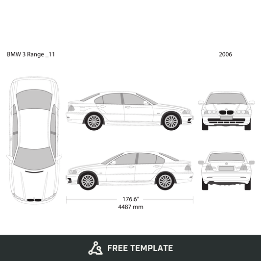 2006 BMW 3 free vector vehicle wrap template - GravBase