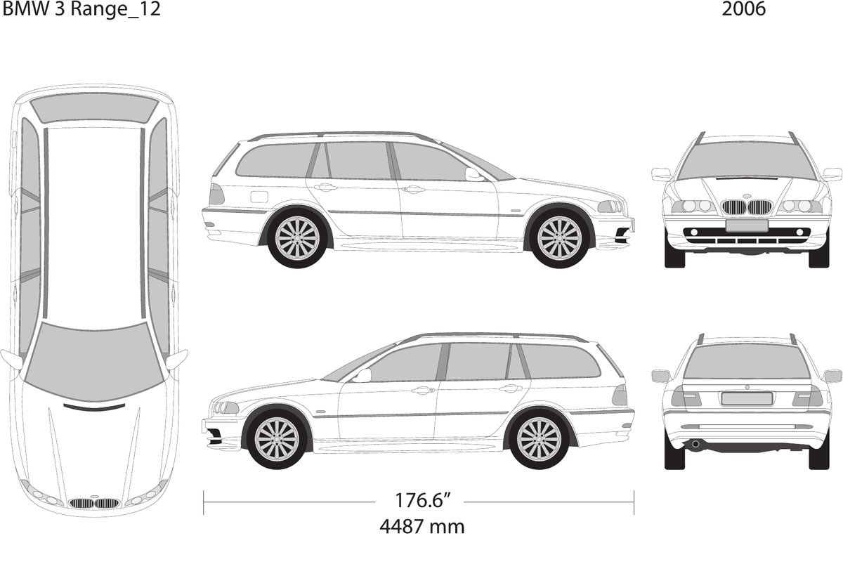 2006 BMW 3 vector wrap template V12, Design-Ready PDF - GravBase