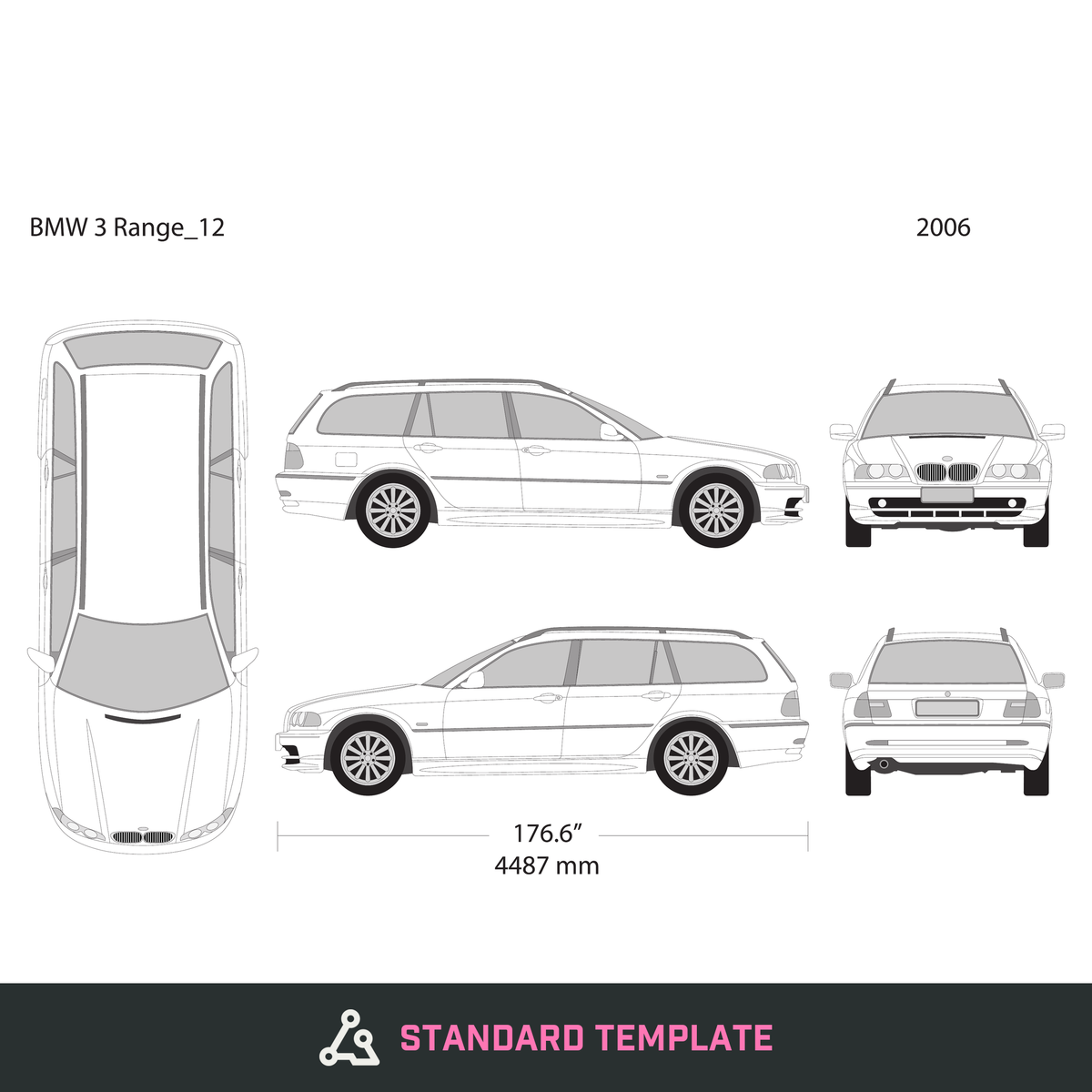 2006 BMW 3 vector wrap template V12, Design-Ready PDF - GravBase