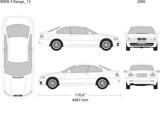 2006 BMW 3 vector wrap template V13, Design-Ready PDF - GravBase