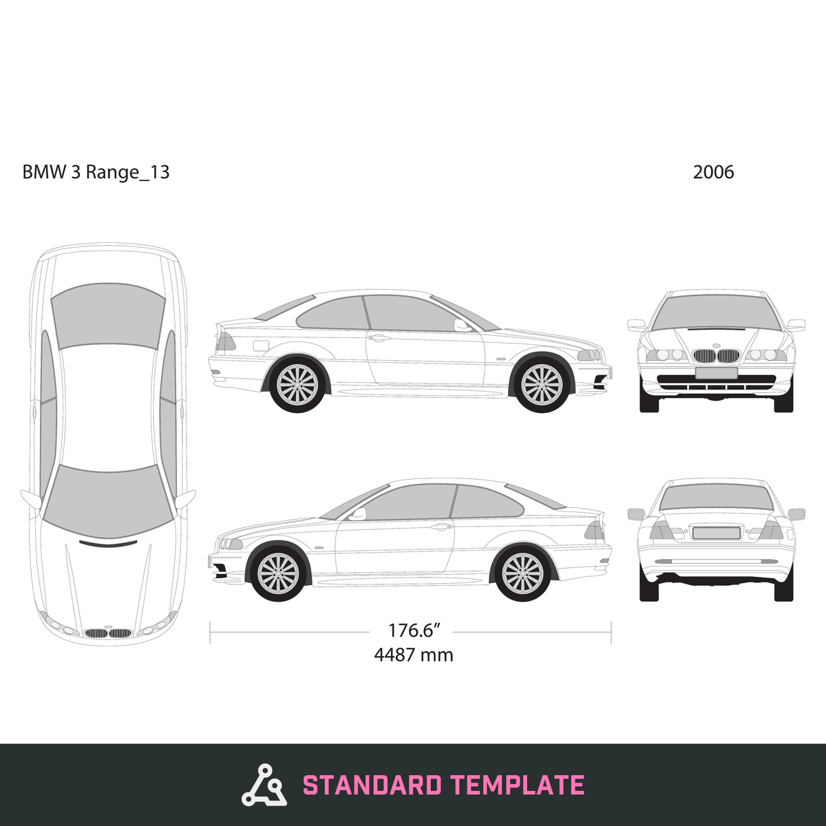 2006 BMW 3 vector wrap template V13, Design-Ready PDF - GravBase