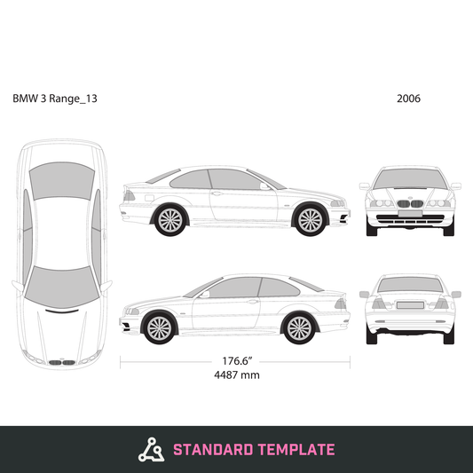 2006 BMW 3 vector wrap template V13, Design-Ready PDF - GravBase