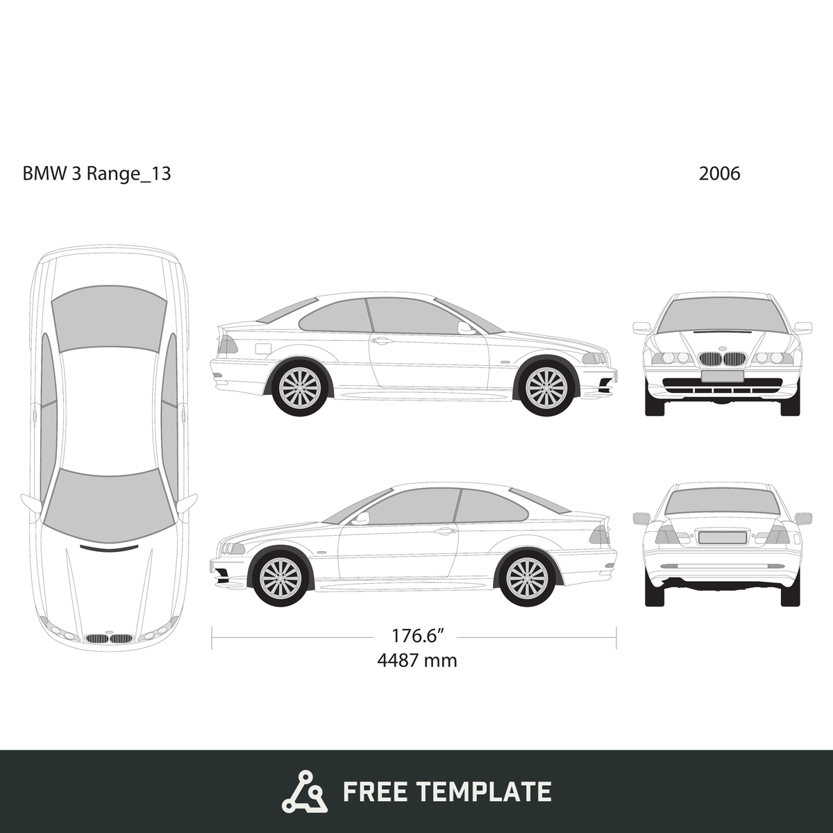 2006 BMW 3 free vector vehicle wrap template - GravBase