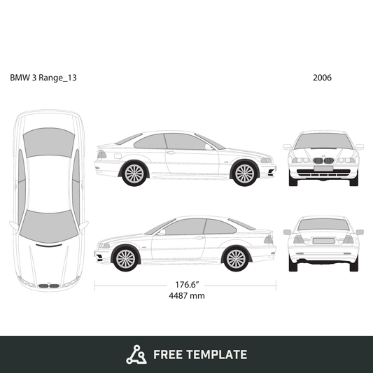 2006 BMW 3 free vector vehicle wrap template - GravBase