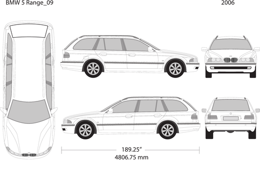 2006 BMW 5 vector wrap template V09, Design-Ready PDF - GravBase