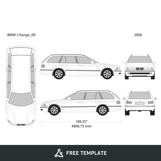 2006 BMW 5 free vector vehicle wrap template - GravBase